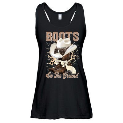 Boots On The Ground Black Cowgirl Western Where Them Fans  Ladies Essential Flowy Tank