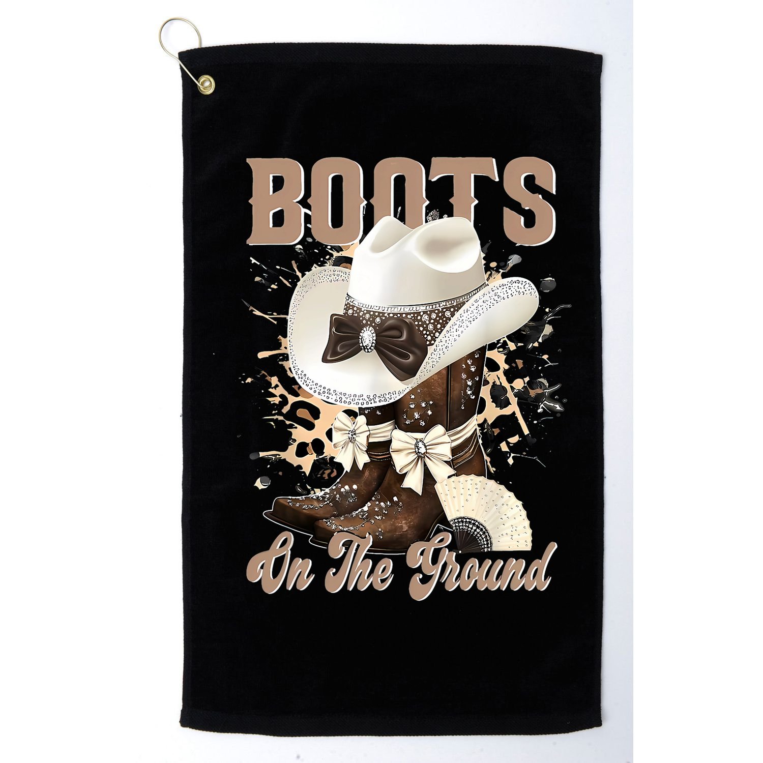 Boots On The Ground Black Cowgirl Western Where Them Fans  Golf Towel