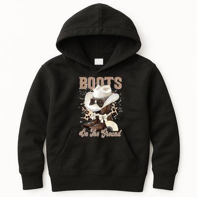 Boots On The Ground Black Cowgirl Western Where Them Fans  Kids Hoodie