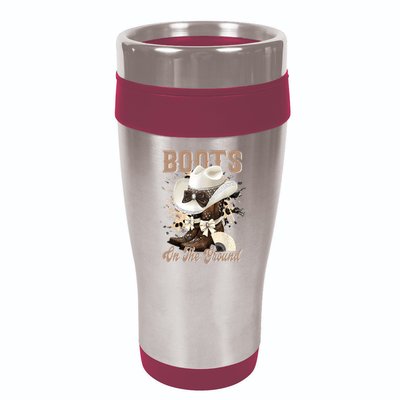 Boots On The Ground Black Cowgirl Western Where Them Fans  16oz Travel Tumbler