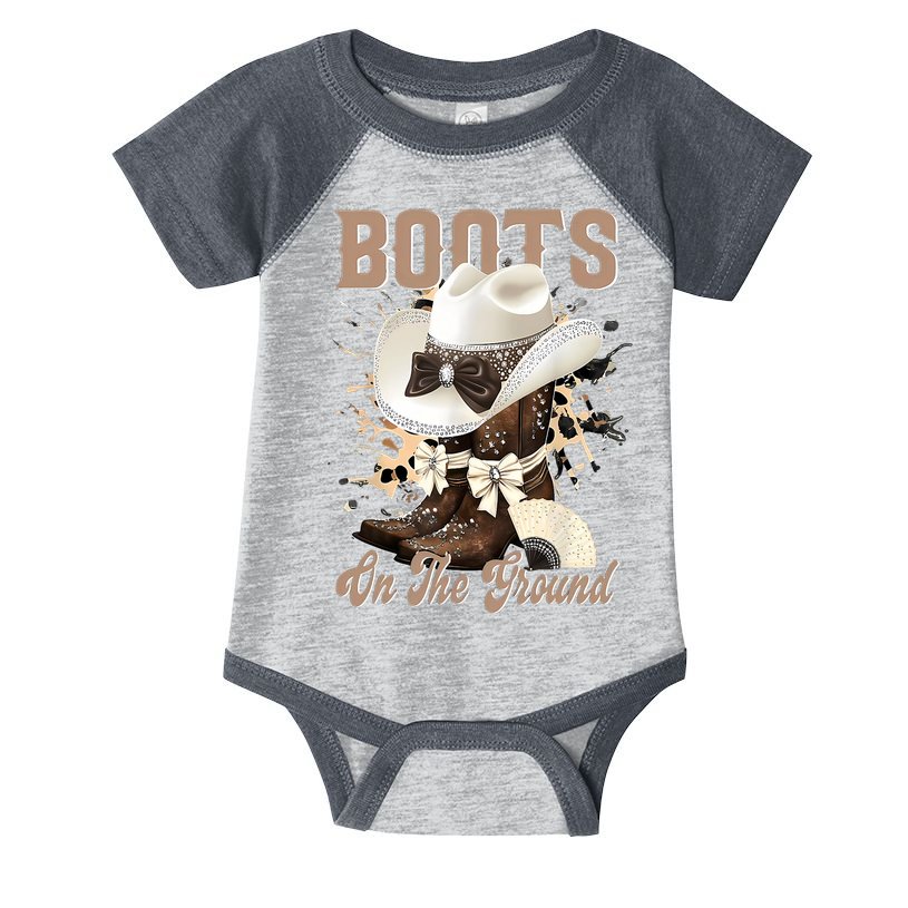 Boots On The Ground Black Cowgirl Western Where Them Fans  Infant Baby Jersey Bodysuit