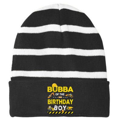 Bubba Of The Birthday Boy Construction Worker Birthday Striped Beanie with Solid Band