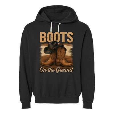 Boots On The Ground Cowgirl Line Dance Garment-Dyed Fleece Hoodie