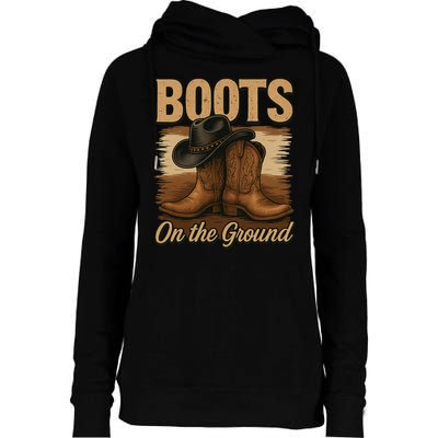 Boots On The Ground Cowgirl Line Dance Womens Funnel Neck Pullover Hood