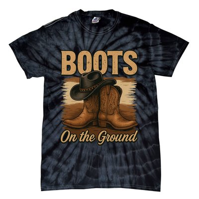 Boots On The Ground Cowgirl Line Dance Tie-Dye T-Shirt