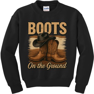 Boots On The Ground Cowgirl Line Dance Kids Sweatshirt