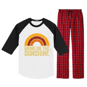 Bring On The Sunshine Gift Rainbow Retro Sunshine Meaningful Gift Raglan Sleeve Pajama Set