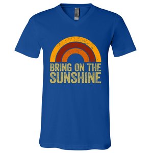 Bring On The Sunshine Gift Rainbow Retro Sunshine Meaningful Gift V-Neck T-Shirt