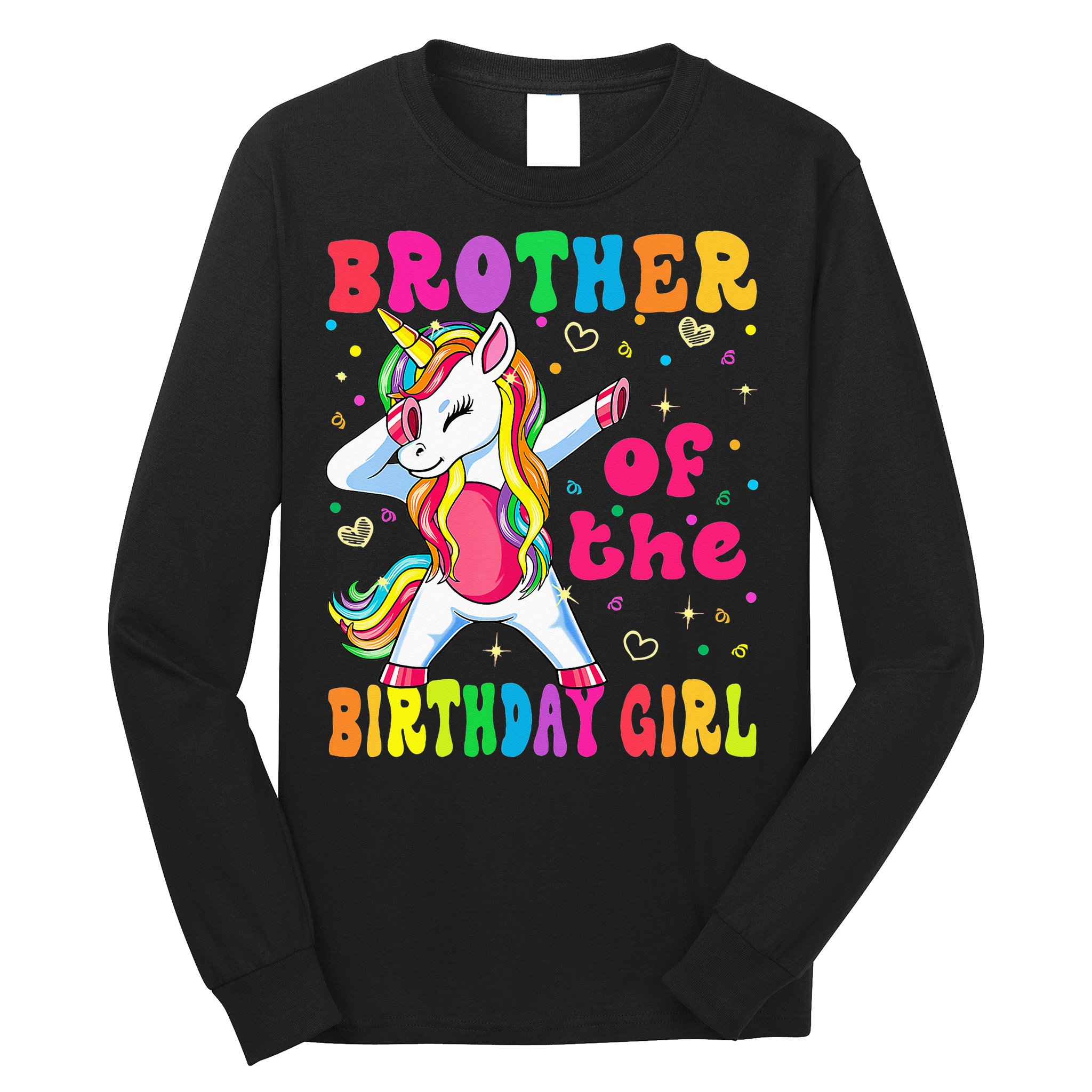 Brother of the Birthday Princess Dabbing Unicorn Long Sleeve Shirt