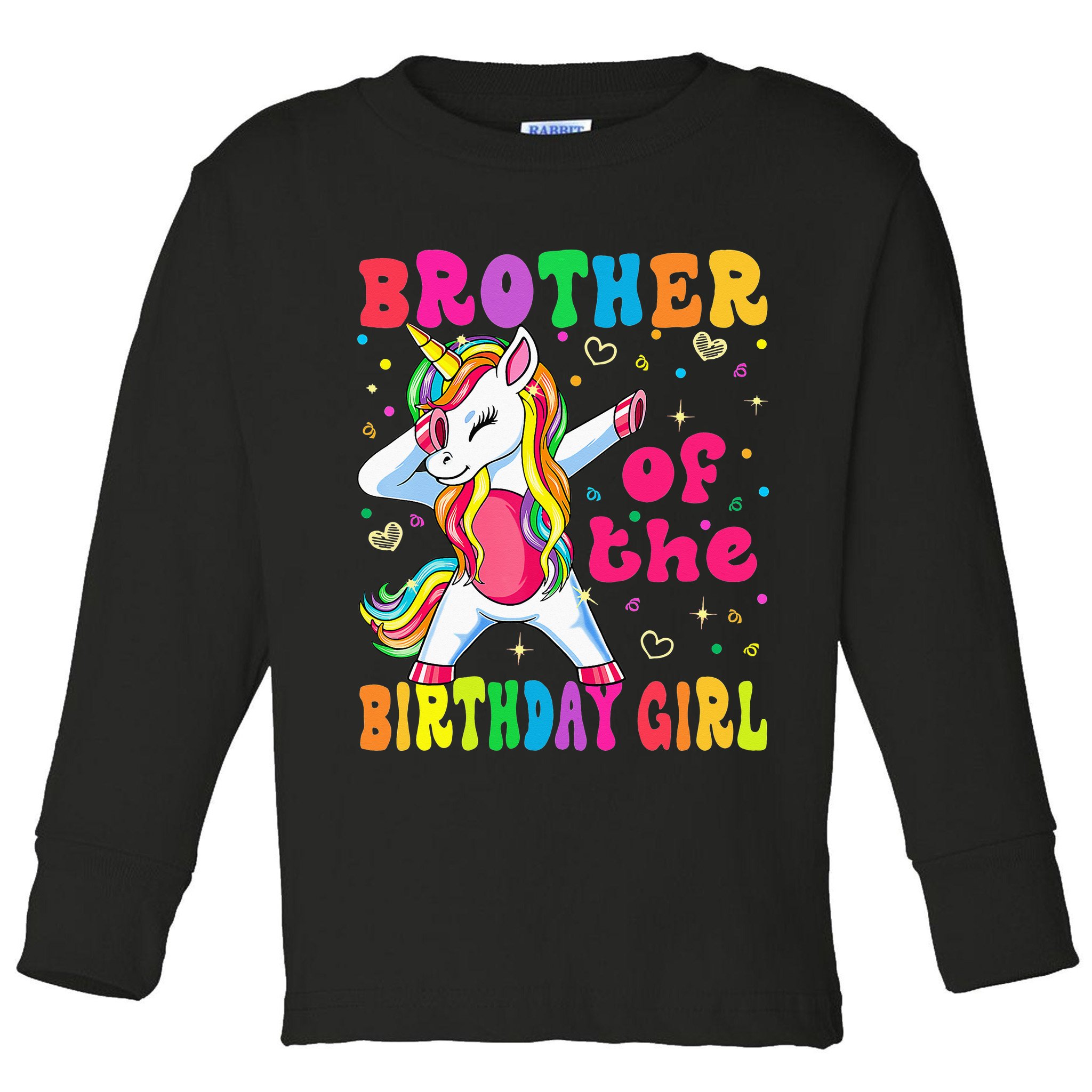 Brother of the Birthday Princess Dabbing Unicorn Toddler Long Sleeve Shirt