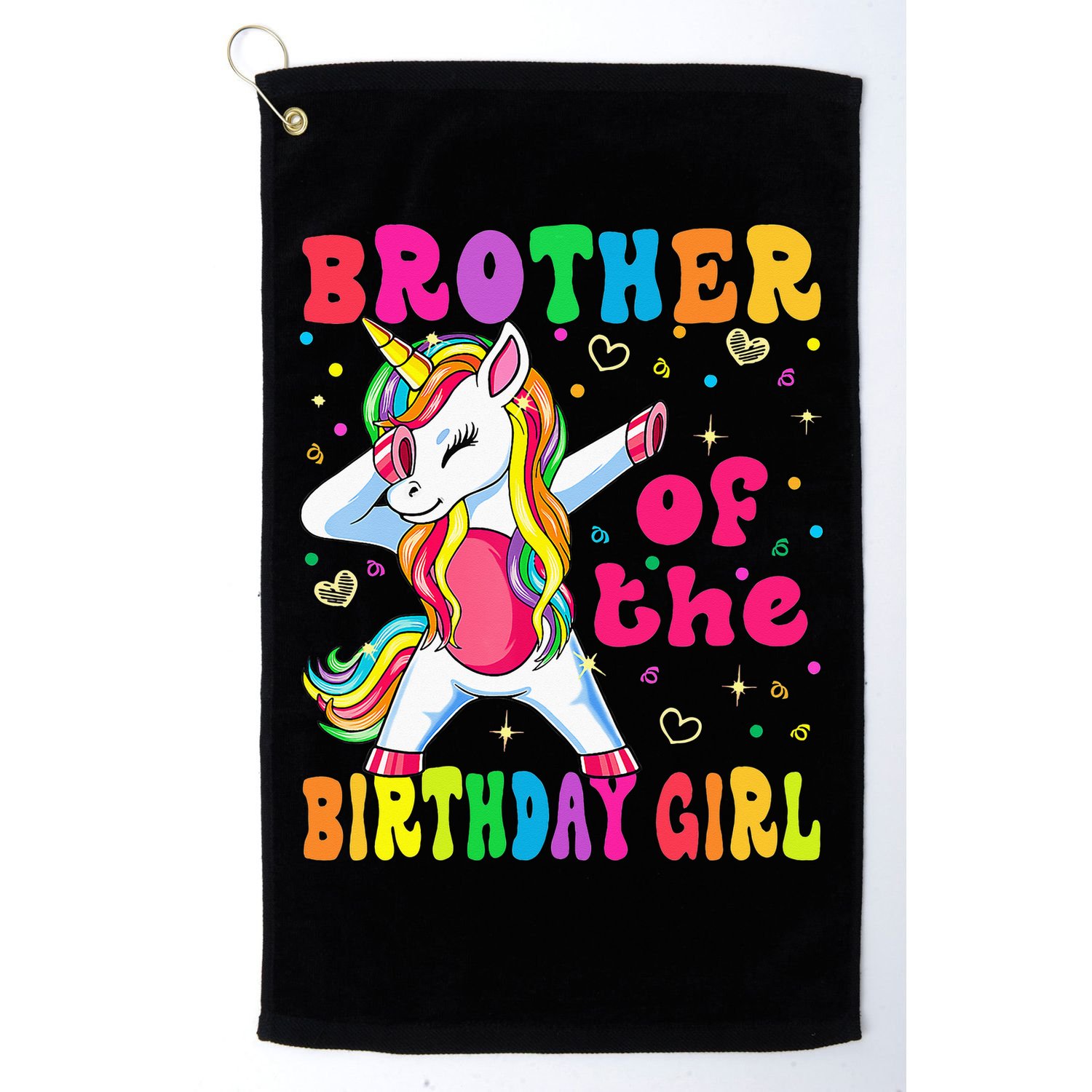 Brother of the Birthday Princess Dabbing Unicorn Golf Towel