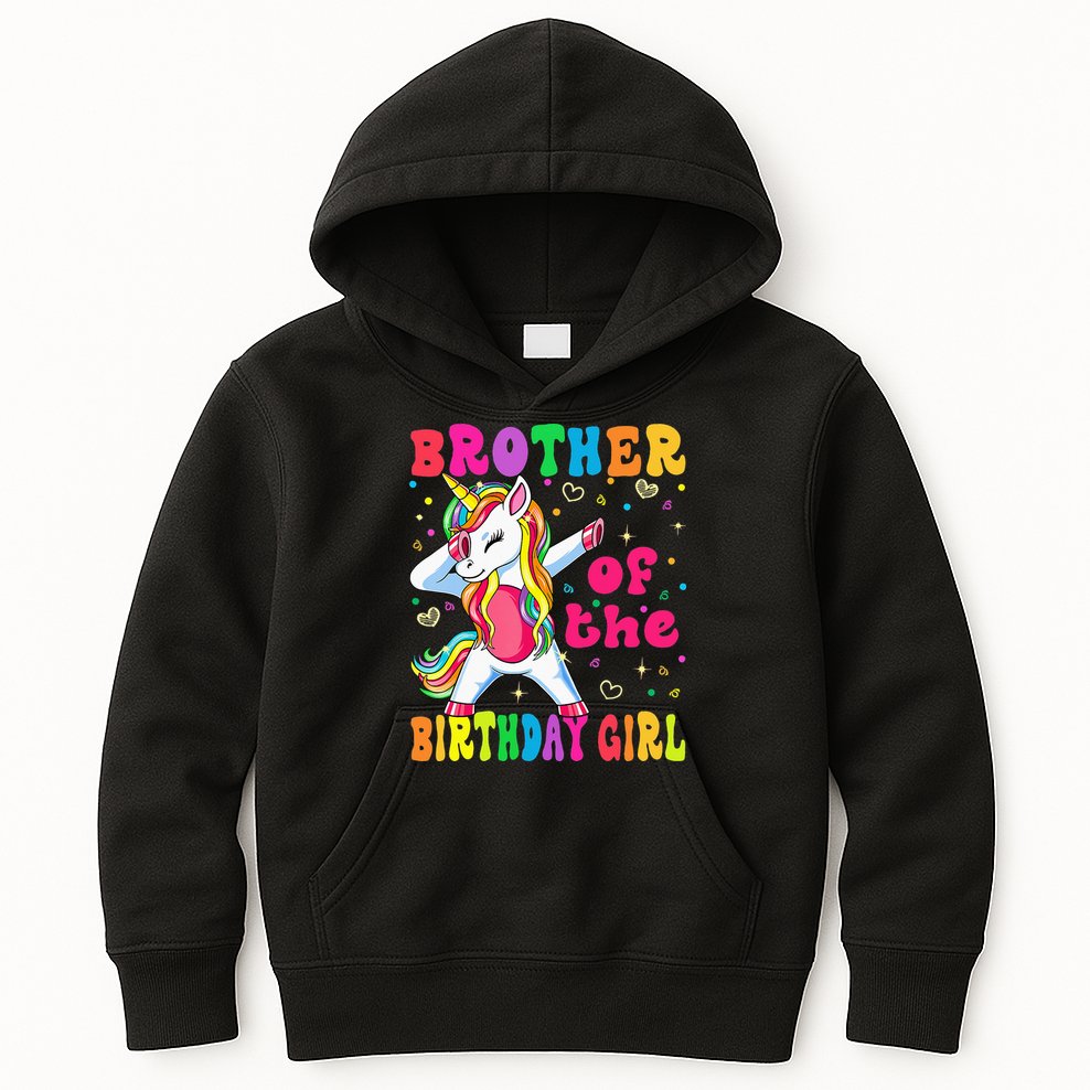 Brother of the Birthday Princess Dabbing Unicorn Kids Hoodie