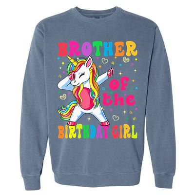 Brother of the Birthday Princess Dabbing Unicorn Garment-Dyed Sweatshirt