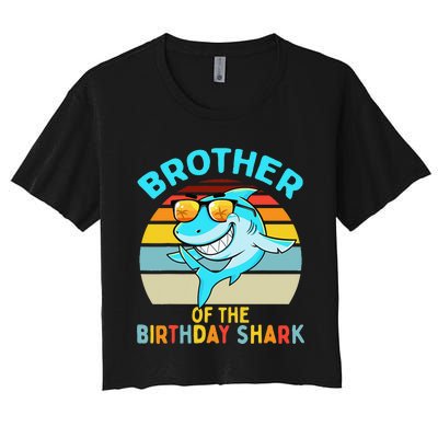 Brother of the Shark Birthday Matching Family Women's Crop Top Tee