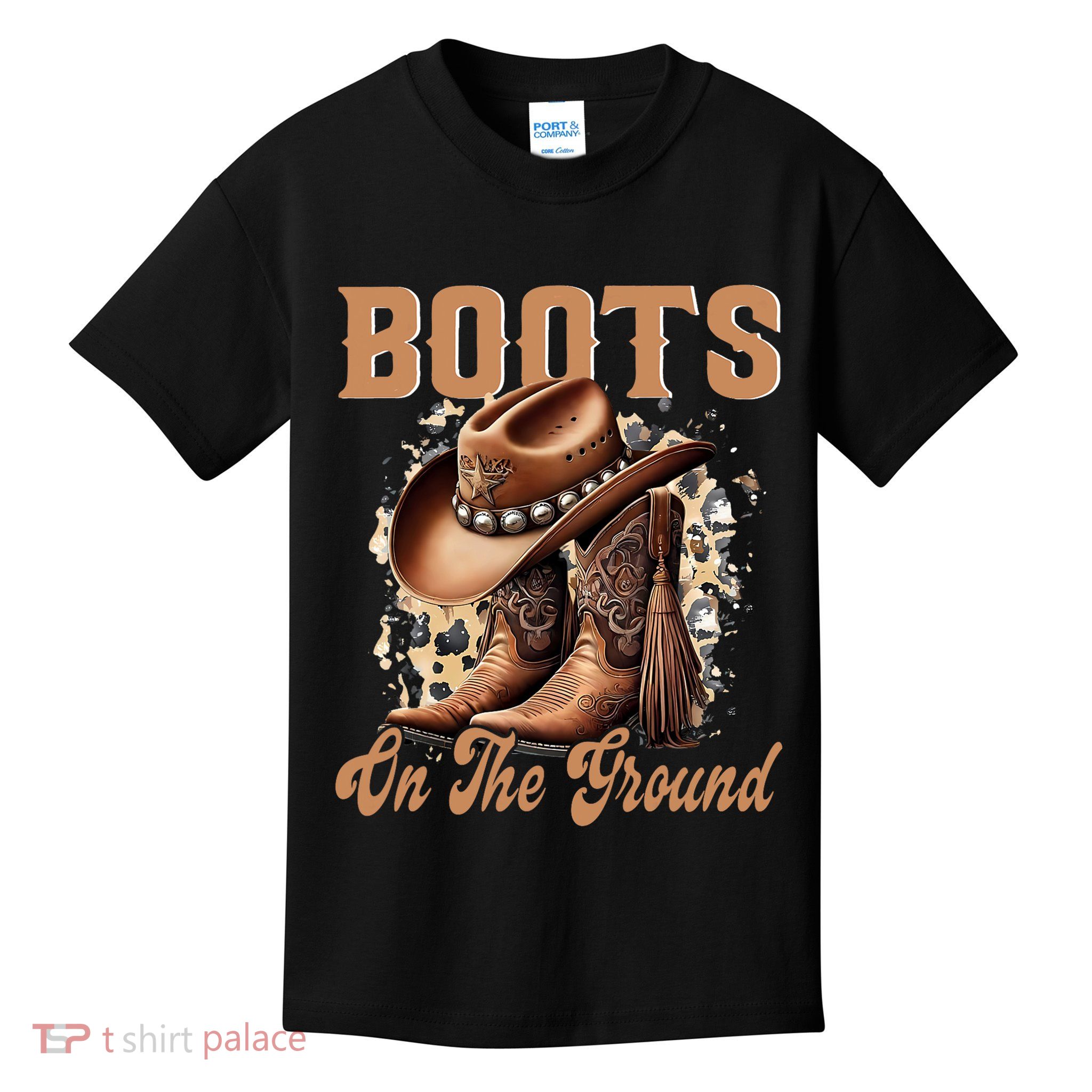 Boots On The Ground Boot Cowboy Western Cowgirl Linedance Kids T-Shirt