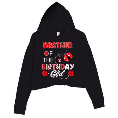 Brother Of The Birthday Girl Family Ladybug Birthday Crop Fleece Hoodie