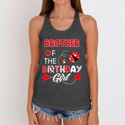 Brother Of The Birthday Girl Family Ladybug Birthday Women's Knotted Racerback Tank