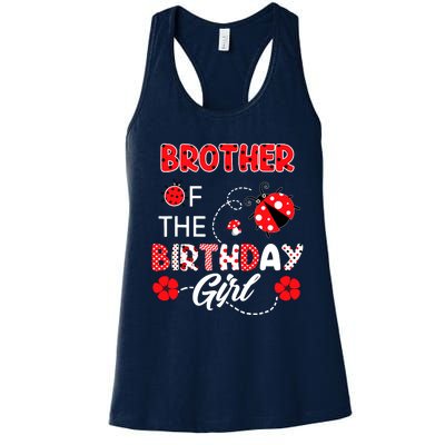 Brother Of The Birthday Girl Family Ladybug Birthday Women's Racerback Tank