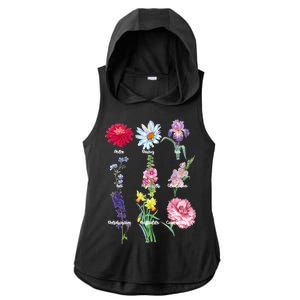 Botanical Floral Flowers Ladies PosiCharge Tri-Blend Wicking Draft Hoodie Tank