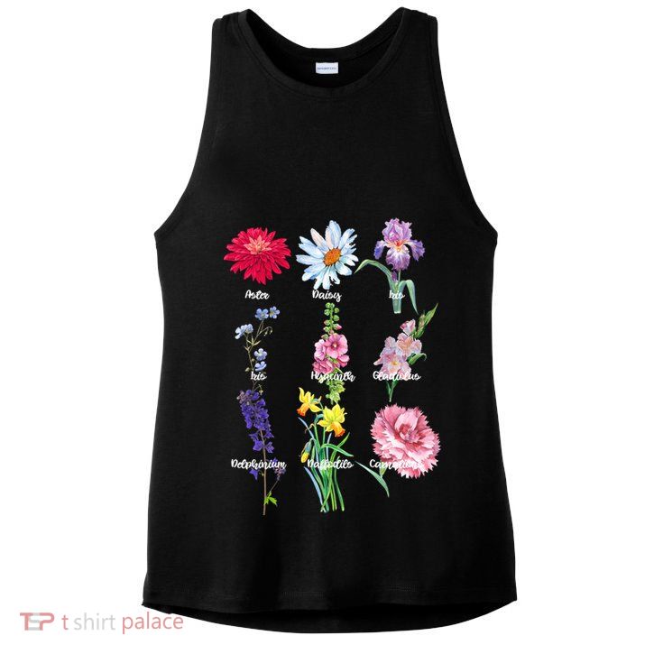 Botanical Floral Flowers Ladies PosiCharge Tri-Blend Wicking Tank