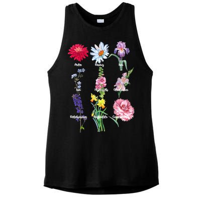 Botanical Floral Flowers Ladies PosiCharge Tri-Blend Wicking Tank