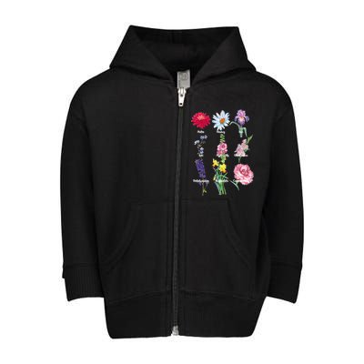 Botanical Floral Flowers Toddler Zip Fleece Hoodie