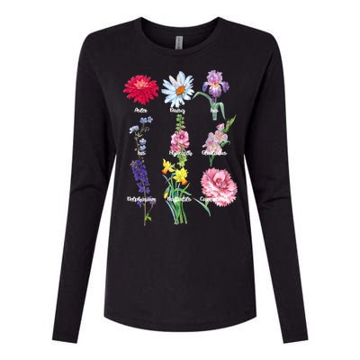 Botanical Floral Flowers Womens Cotton Relaxed Long Sleeve T-Shirt