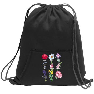 Botanical Floral Flowers Sweatshirt Cinch Pack Bag