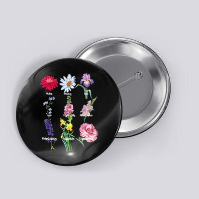 Botanical Floral Flowers Button