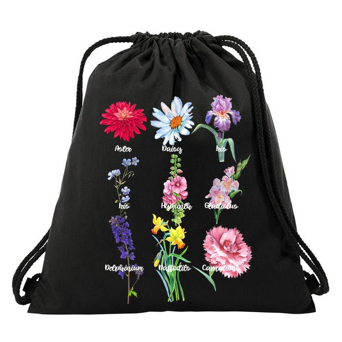 Botanical Floral Flowers Drawstring Bag