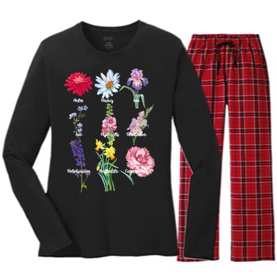 Botanical Floral Flowers Women's Long Sleeve Flannel Pajama Set 