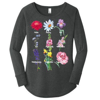 Botanical Floral Flowers Women's Perfect Tri Tunic Long Sleeve Shirt