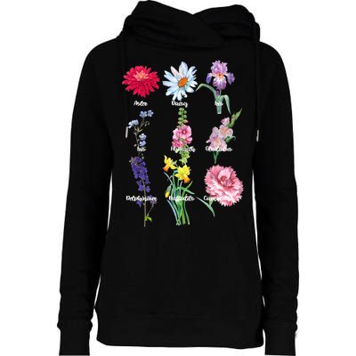 Botanical Floral Flowers Womens Funnel Neck Pullover Hood