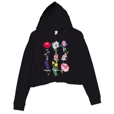 Botanical Floral Flowers Crop Fleece Hoodie