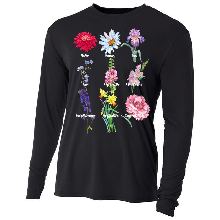 Botanical Floral Flowers Cooling Performance Long Sleeve Crew