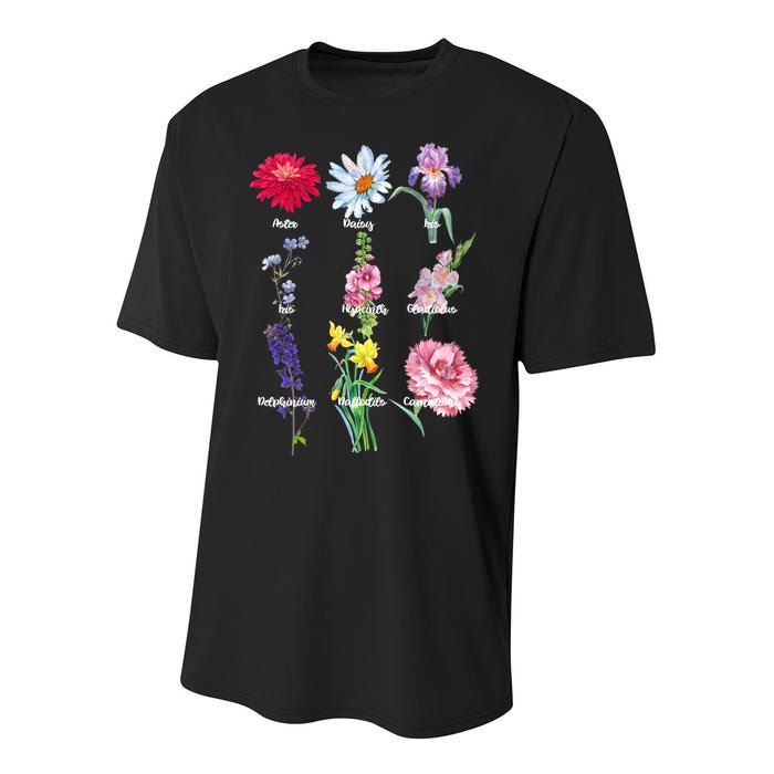 Botanical Floral Flowers Youth Performance Sprint T-Shirt