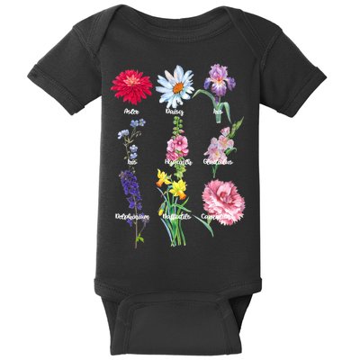 Botanical Floral Flowers Baby Bodysuit