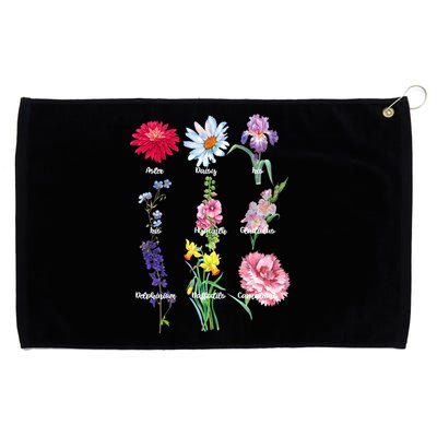 Botanical Floral Flowers Grommeted Golf Towel