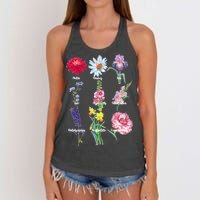 Botanical Floral Flowers Women's Knotted Racerback Tank