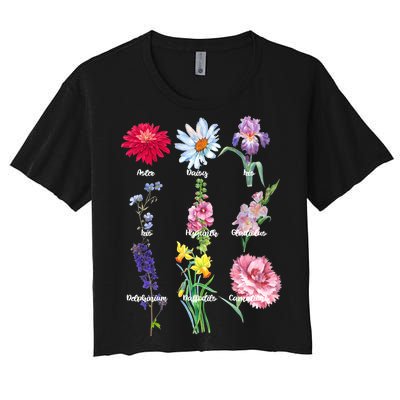 Botanical Floral Flowers Women's Crop Top Tee