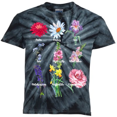 Botanical Floral Flowers Kids Tie-Dye T-Shirt