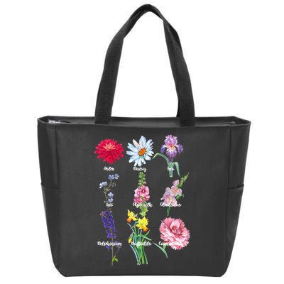 Botanical Floral Flowers Zip Tote Bag