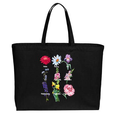 Botanical Floral Flowers Cotton Canvas Jumbo Tote