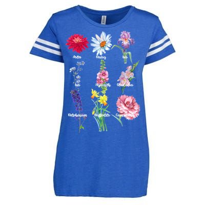 Botanical Floral Flowers Enza Ladies Jersey Football T-Shirt