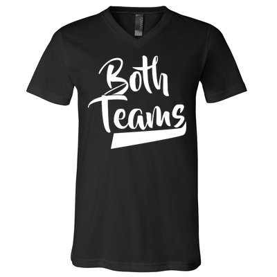 Both Teams Funny Gay Bisexual Equality V-Neck T-Shirt