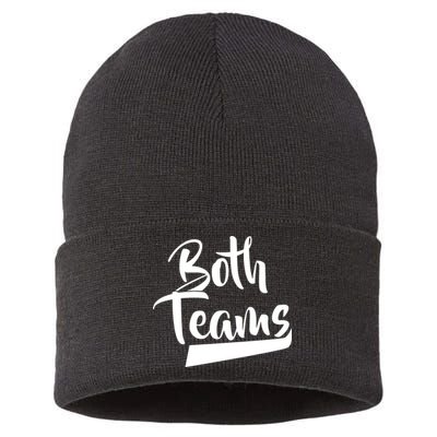 Both Teams Funny Gay Bisexual Equality Sustainable Knit Beanie