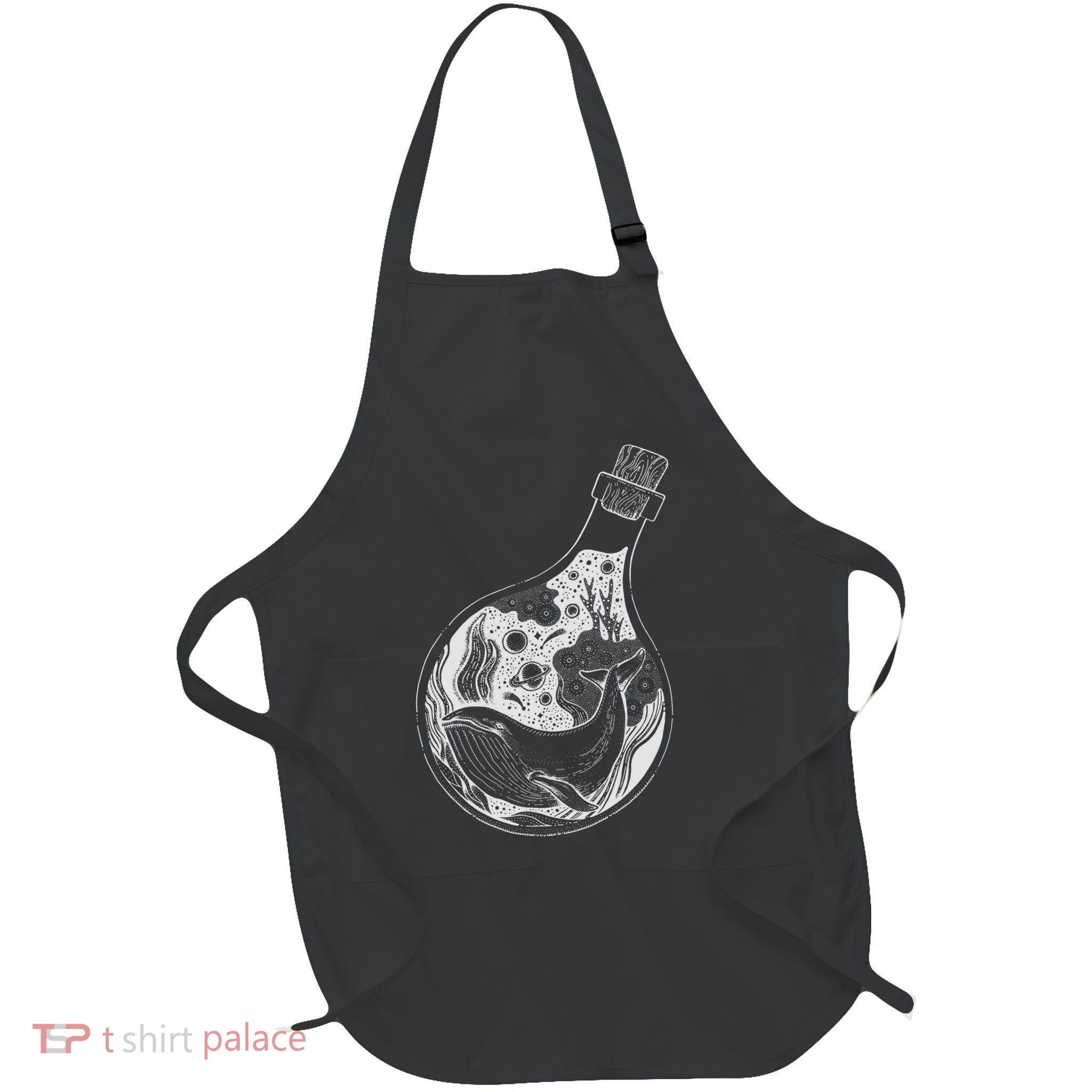 Bottled Whale Full-Length Apron With Pockets