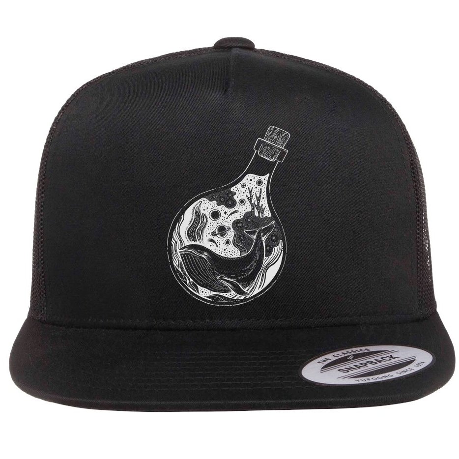 Bottled Whale Flat Bill Trucker Hat