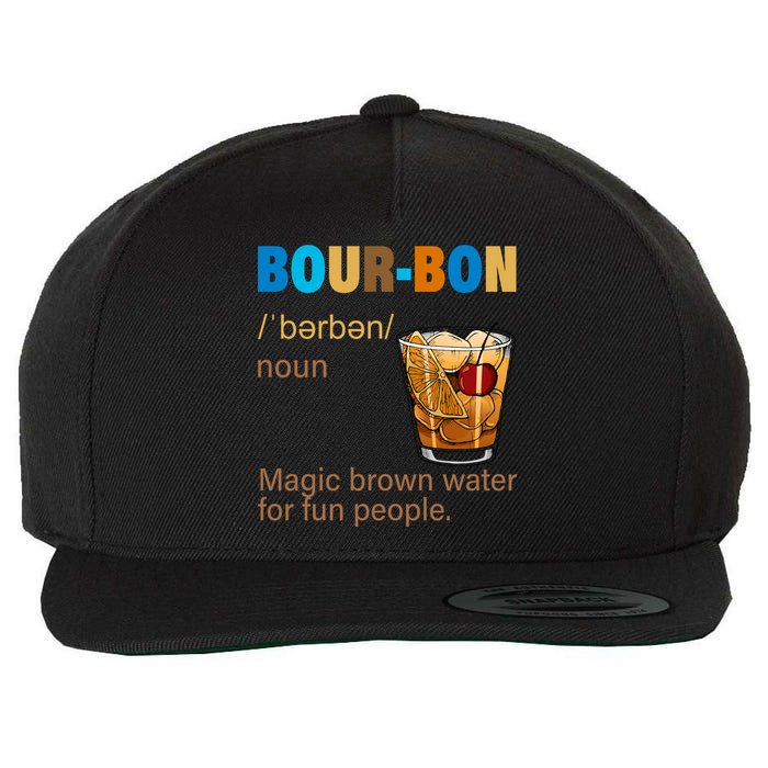 Bourbon Magic Brown Water For Fun People Wool Snapback Cap