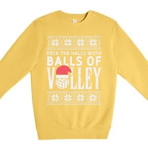 Balls Of Volley Xmas Volleyball Ugly Christmas Gift Funny Gift Premium Crewneck Sweatshirt